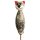 Dekofigur Katze für den Garten aus Keramik hellgrau