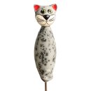 Dekofigur Katze f&uuml;r den Garten aus Keramik grau-matt