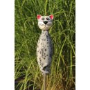 Gartenfigur Katze aus Keramik grau-matt