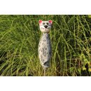 Tierfigur Katze aus Keramik f&uuml;r einen Stab grau-matt