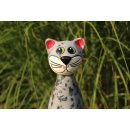 Gartenfigur Katze aus Keramik 30 cm grau-matt