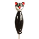 Dekofigur Katze f&uuml;r den Garten aus Keramik schwarz