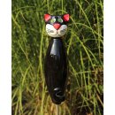 Gartenfigur Katze aus Keramik schwarz