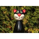 Gartenfigur Katze aus Keramik 30 cm schwarz
