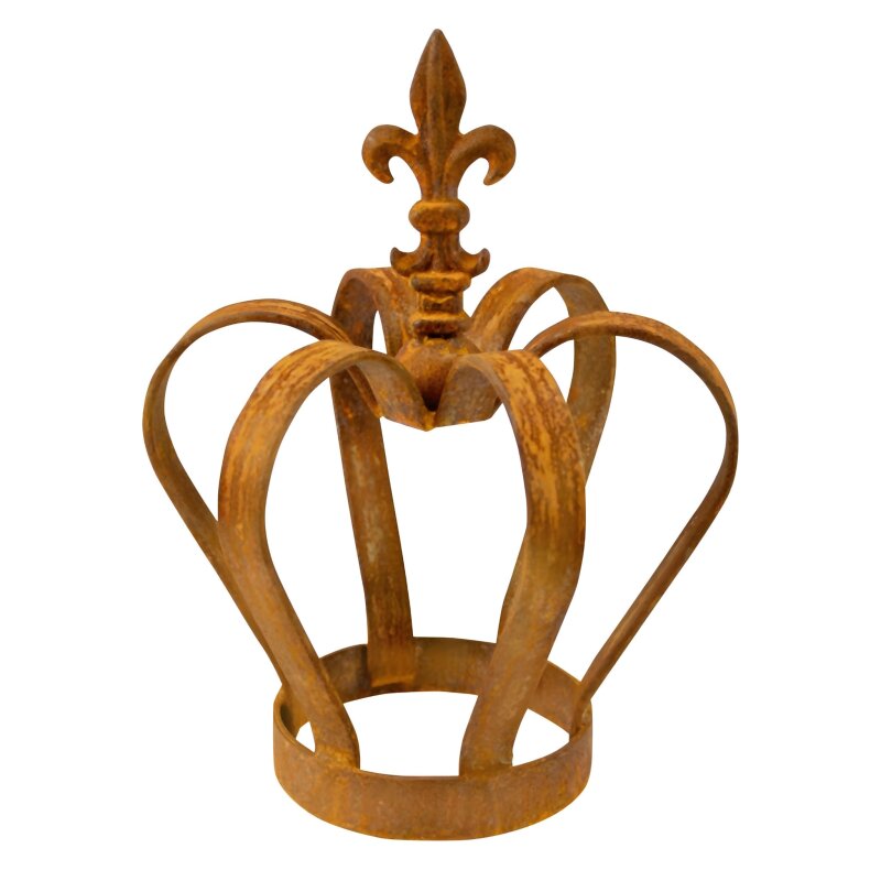 Edelrost-Krone Für Den Garten – Bauchige Form Mit Lilienspitze, 54 X 50 Cm, Wetterfestes Metall-Deko-Stück